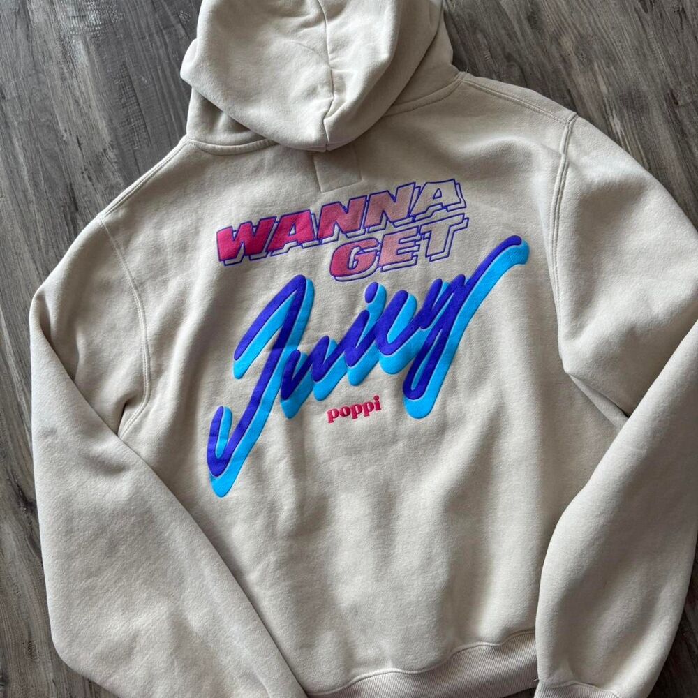 Poppi “Wanna Get Juicy” puff print hoodie - Size Small